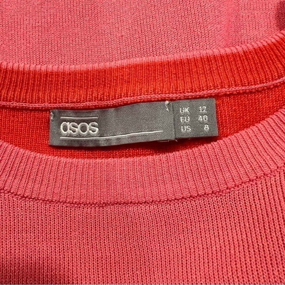 ASOS Coral Sweater With Front Ruffle Sz-8 - Picture 5 of 6